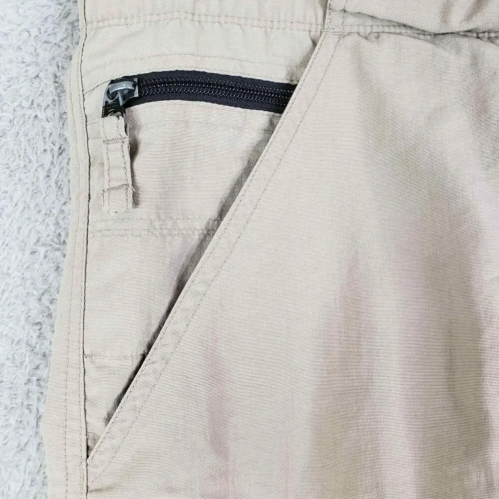 The North Face Mens Pants Medium M Khaki Convertible Zip Off Cargo Belted Nylon